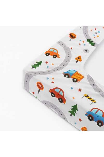 Bebek Özel 90x190 100% Cotton Children's Sheet - Car Traffic and Blue Galaxy (2 PCS)