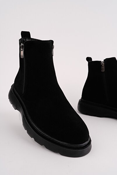 MUGGO Chelsea Genuine Leather Double Zipper Guaranteed Men's Winter Boots