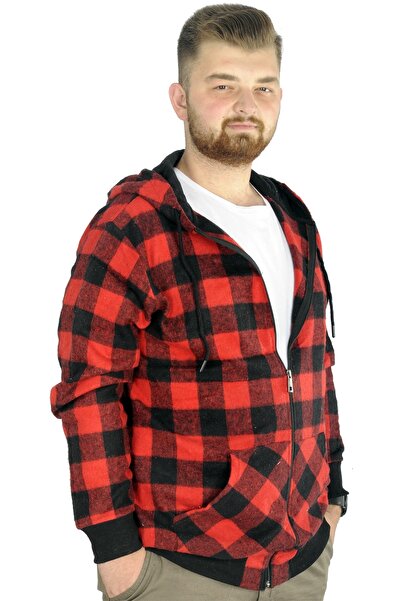 ModeXL Mode Xl Men's Lumberjack Hooded Sweat Pocket 21574 Red