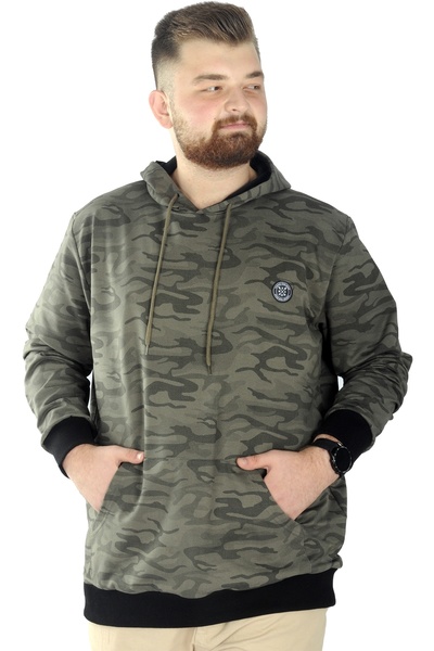 ModeXL Чоловіча толстовка з капюшоном Mode Xl Kangaroo Camouflage 22547 Хакі
