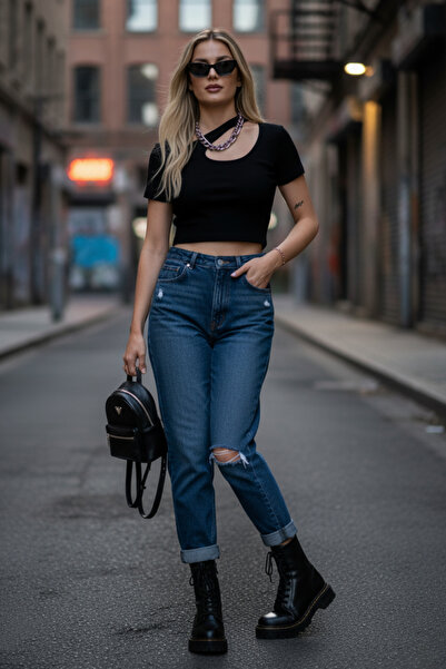 Moda Hour Crop cu mâneci scurte pentru femei, cu detaliu de picătură