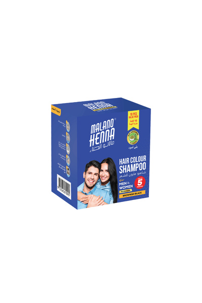 MALANO شامبو لون الشعر بالحناء - أسود بني (10 × 15 مل)