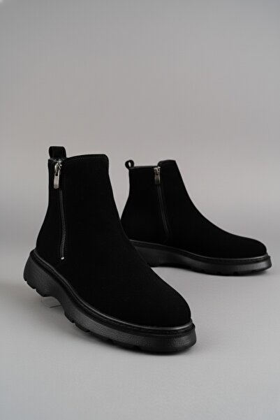 MUGGO Chelsey Genuine Leather Double Zipper Men's Winter Boots