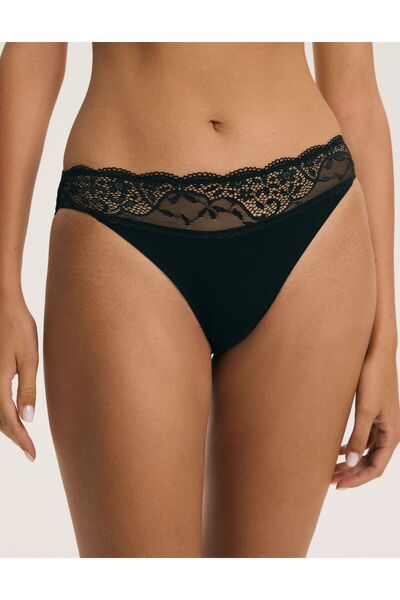 ESOTIQ Set de 2 chiloți brazilieni din bumbac cu dantelă florală pentru femei, cu talie înaltă | Patri