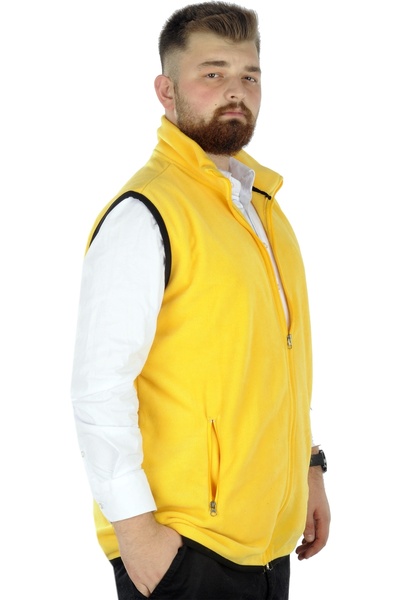 ModeXL Mode Xl Men's Fleece Vest Stand Collar Zippered 22549 Yellow