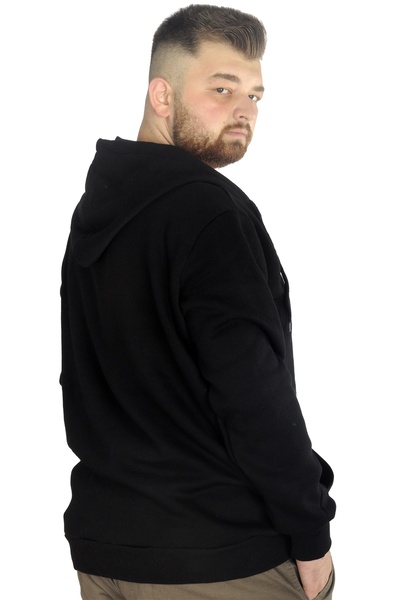 ModeXL Mode Xl Чоловічий светр з капюшоном на блискавці Vintage 22537 Чорний