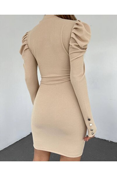 Modamorfo Princess Shoulder Sleeve Buttoned Dress