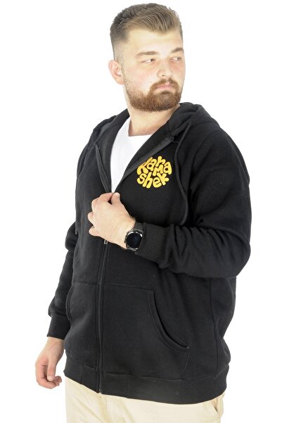 ModeXL Mode Xl Чоловічий светр з капюшоном на блискавці Karmashek 22538 Чорний