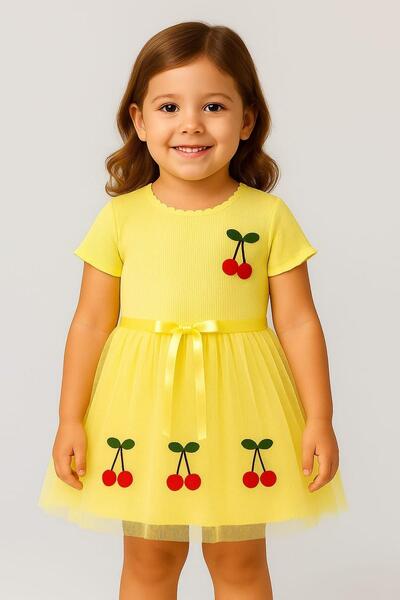 dinamik çocuk Rochie tutu cu mânecă scurtă cireș pentru fetiță, pentru ziua s...