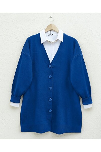 Modamorfo Gombos téli hidzsáb kötöttáru kardigán -Saks