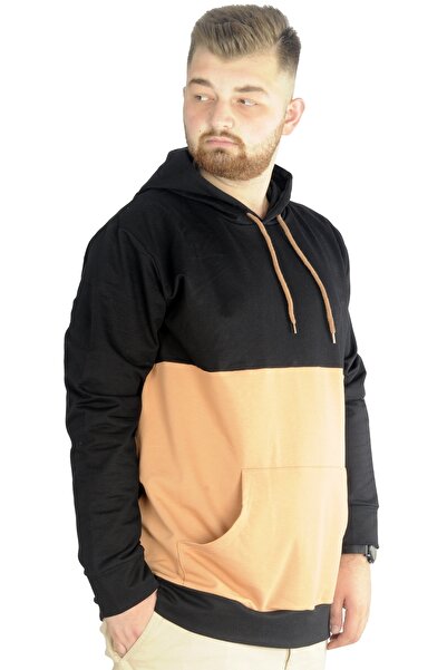 ModeXL Mode Xl Чоловічий світшот з капюшоном і кишенями-кенгуру 22527 Чорний