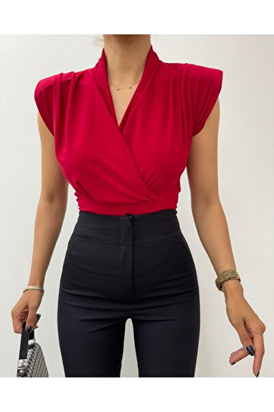 Modamorfo Zero sleeve Shoulder Pad piece Double-Breasted model sandy blouse - burgundy