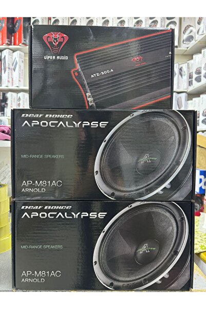 APOCALYPSE ap-m81ac 20cm iki takım midrange 600wat 300rms atz-300.4 4 kanallı anfi 4x300rms