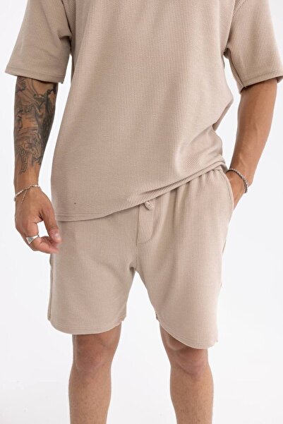 comstar Twist Fabric Polo Collar Shorts T-Shirt Set