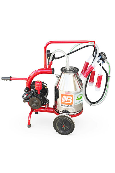 BARTECH Yaprak Büyükbaş Tekli Süt Sağım Makinesi 30lt Krom Güğüm Silikon Meme...