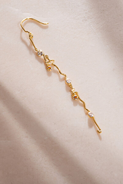 SOCIETA Altın Sallantılı kristal taş detaylı 925 ayar gümüş küpe 35