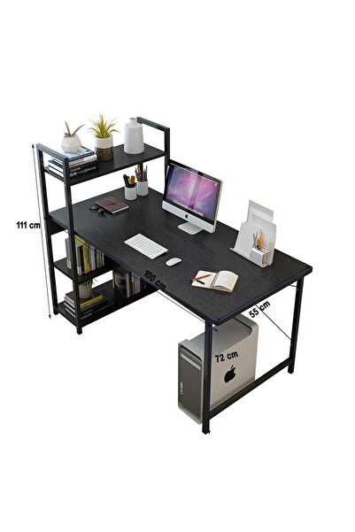 ZUIHAO Study Desk Table for Home Office,4-layer Reversible Bookshelf Storage Computer Desk for Workstation
