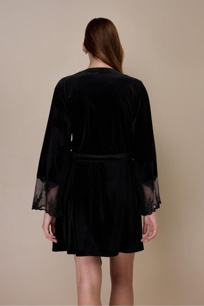 AYYILDIZ 3961 Black Velvet Dressing Gown