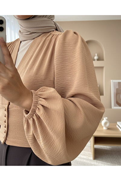 Modamorfo Μπαλόνι μανίκι με κουμπιά και ελαστική πλάτη - Μινκ