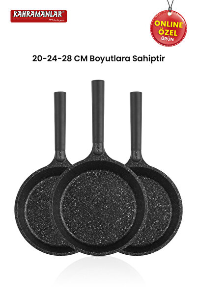 Kahramanlar Premium 3-Piece Cast Iron Skillet Set with Removable Handles