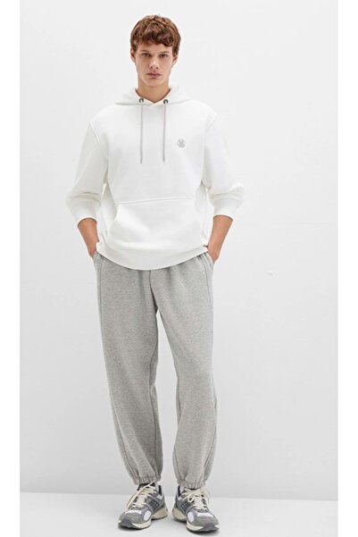 Mavi 065809 Logo Embroidered Men's Hooded Sweatshirt White