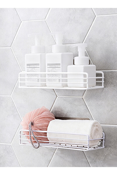 X SPRING Metal Wall-Mounted Storage Basket with Hooks for Kitchen Sink Drainage / Bathroom Vanity Organizer