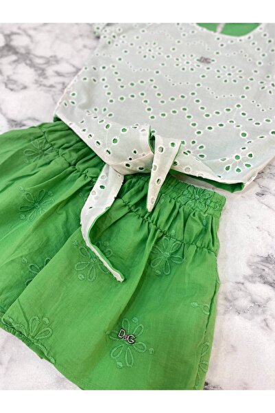 MCLKKİDS Summer Girl's Set with Scalloped Skirt