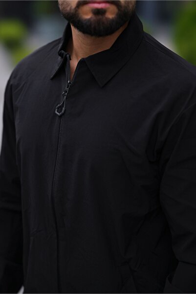 comstar Men's Zipper Shirt Basic Tracksuit Black Double Suit