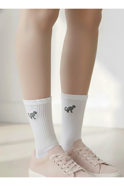 AYDK T-Rex Динозавър Бродирани Черно-бели Забавни Летни и Зимни Памучни Унисе...