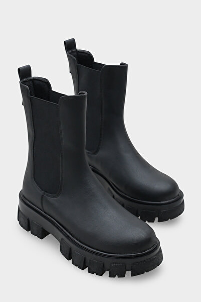 meyra'nın ayakkabıları Černé elastické kozačky se silnou podrážkou