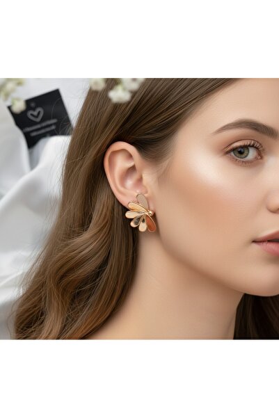 ZENA ACCESSORİES Çiçek Figürlü Rose Çelik Küpe