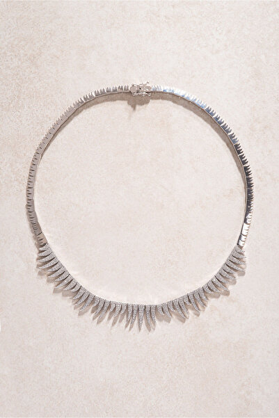 SOCIETA Gümüş İnce detaylı kristal taşlı 925 ayar gümüş kolye 14