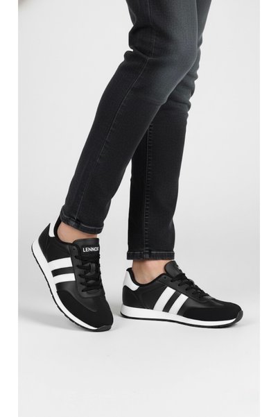 Lennox Unisex Black and White High-Sole Shoes