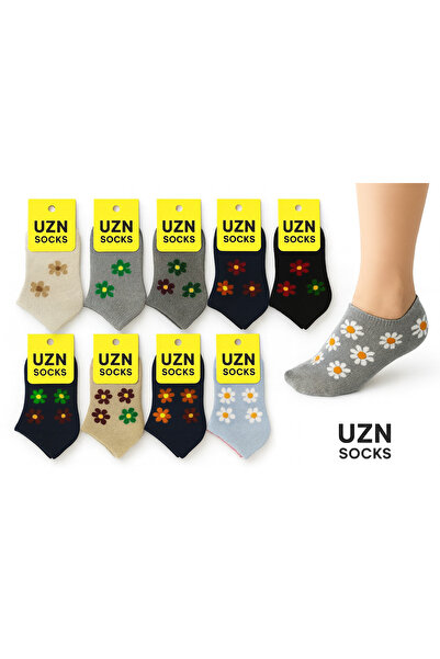 UZN SOCKS 10 Çift Kız Çocuk Desenli Çorap Seti | Renkli - Pamuklu - Kaymaz Ta...