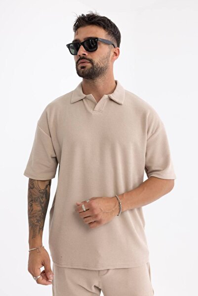 comstar Twist Fabric Polo Collar Shorts T-Shirt Set