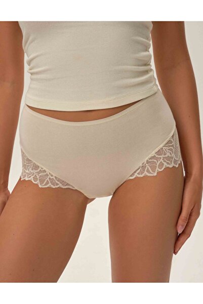 ESOTIQ Chiloți pentru femei cu talie înaltă, set de 2 bucăți, dantelă, bumbac și elastan, respirabili | Pinky