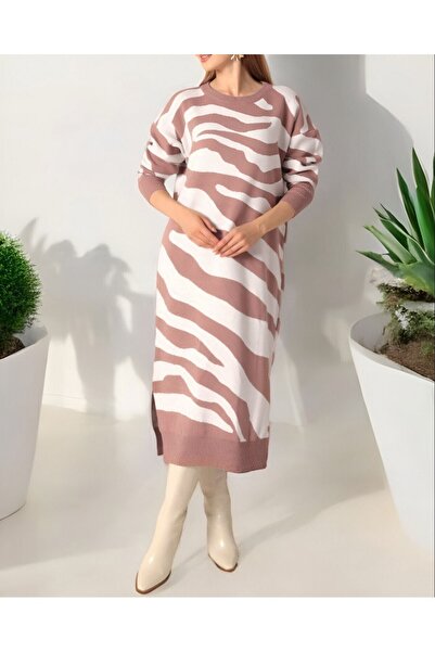 Modamorfo Πλεκτό φόρεμα με σχισμένο σχέδιο -G.Kurusu