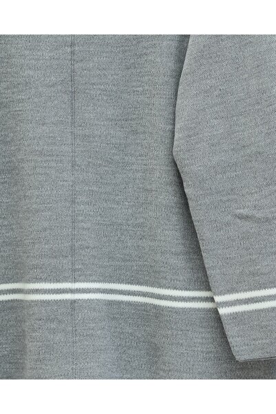 Modamorfo Skirt and Sleeve Striped Knitwear Set - Gray