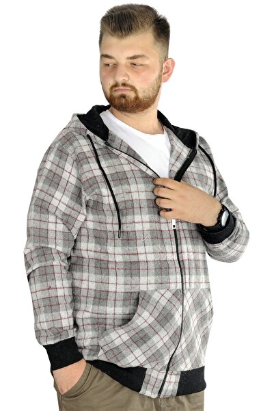 ModeXL Mode Xl Чоловічий светр з капюшоном і кишенями 21574 Сірий