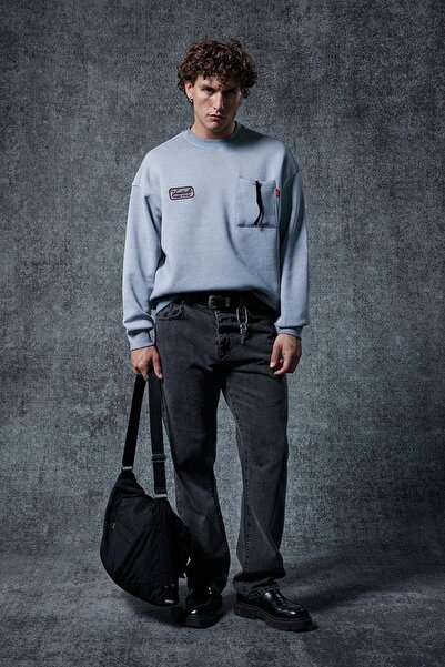 ablukaonline Hanorac pentru bărbați cu decolteu rotund, gri