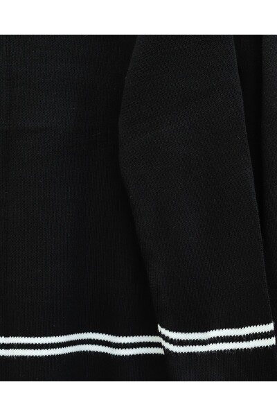 Modamorfo Skirt and Sleeve Striped Knitwear Set - Black