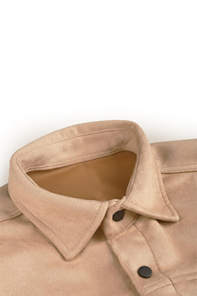 DeepSEA Ανδρικό πουκάμισο Camel από ύφασμα σουέτ που δεν ζαρωνθείται με τσέπες με κουμπωτά εφαρμοστό ελαφρύ 2302329