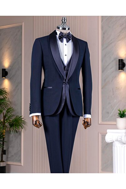 TerziAdemAltun İtalyan stil slim fit şal yaka ceket yelek pantolon damatlık s...