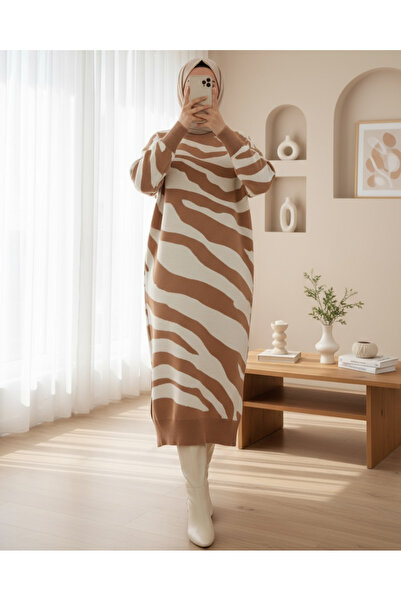 Modamorfo Slit Patterned Knitwear Dress