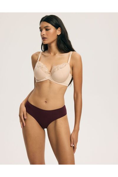 ESOTIQ Set de 2 chiloți hipster pentru femei, bumbac în față și dantelă braziliană în spate, confort sporit | Pelia