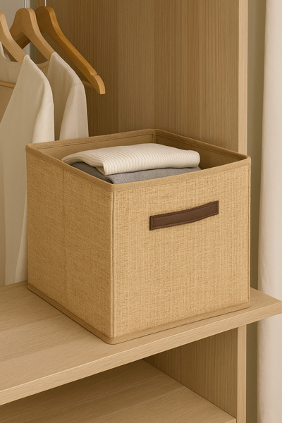 Rope Home 100% Jute Coverless Closet Laundry Toy Organizer Folding Storage Bo...