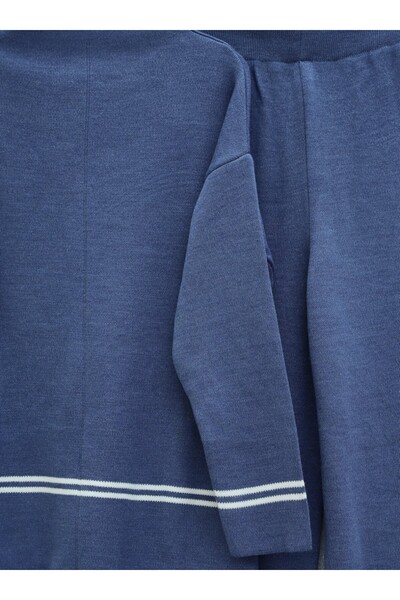 Modamorfo Skirt and Sleeve Striped Knitwear Set - Indigo