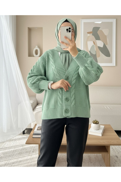 Modamorfo В'язаний кардиган з ґудзиками - зелений