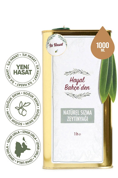 Hayal Bahçe'den İlk Hasat Natürel Sızma Zeytinyağı 1 Litre | Soğuk Sıkım, İzm...