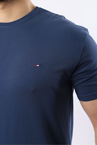 comstar Ανδρικό κοντομάνικο καλοκαιρινό μπλουζάκι με λαιμόκοψη στενό Navy